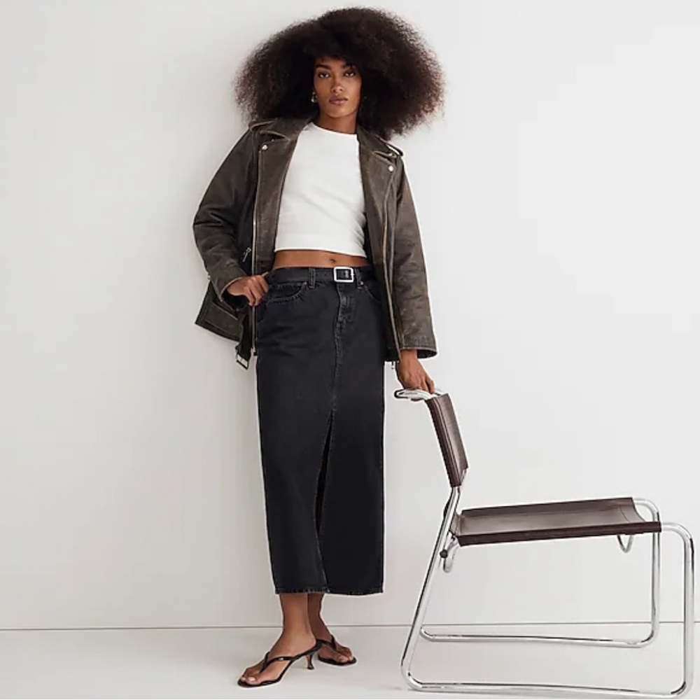 Madewell Denim Mid-Rise Maxi Skirt in Lunar Wash